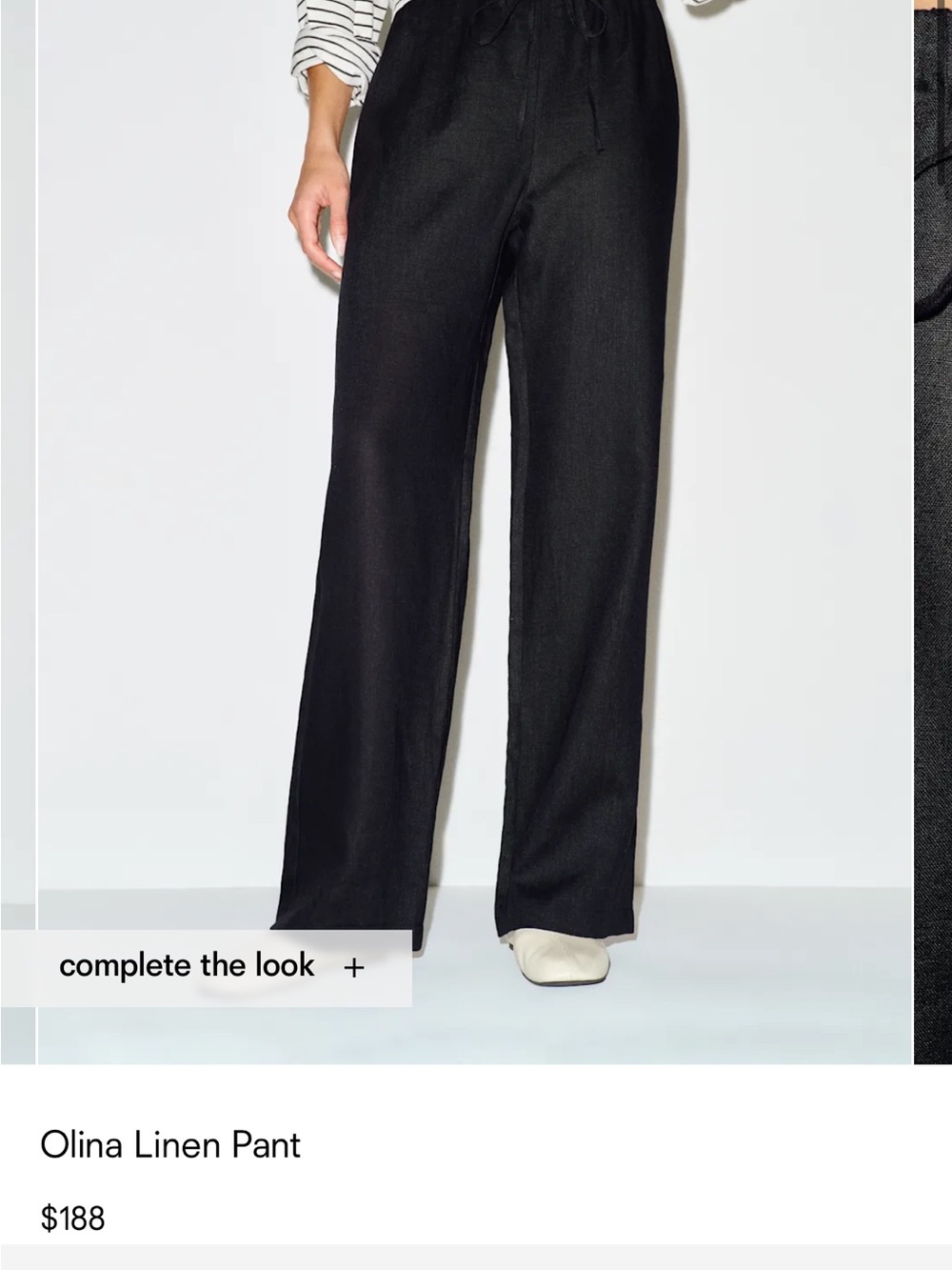 Reformation Black Olina Linen Wide Leg Pants